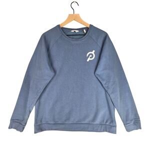 PELOTON MEN’S BLUE CREWNECK COTTON BLEND SWEATSHIRT – SIZE M – LOGO FRONT + BACK